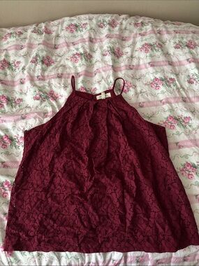 Red floral sleeveless top